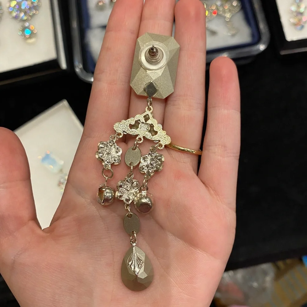 Opalescent White Crystal Chandelier Drop Earrings
